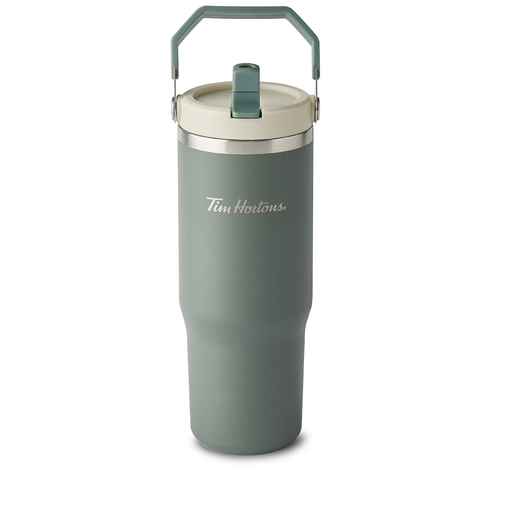 30ozTumblerWithHandle_ForestGreen_Front 30oz Stainless Steel Top Handle Tumbler - Forest Green - Image 1