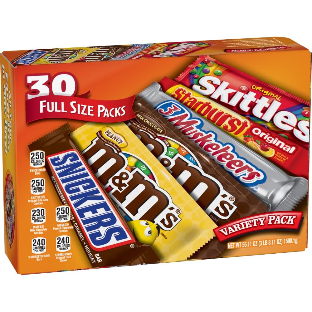 71O+At6d3nL._SL1000_ 30-Pack Mars Variety Candy (Snickers, M&M's, Twix, Milky Way,Peanuts) Limit 1 item per person - Image 1